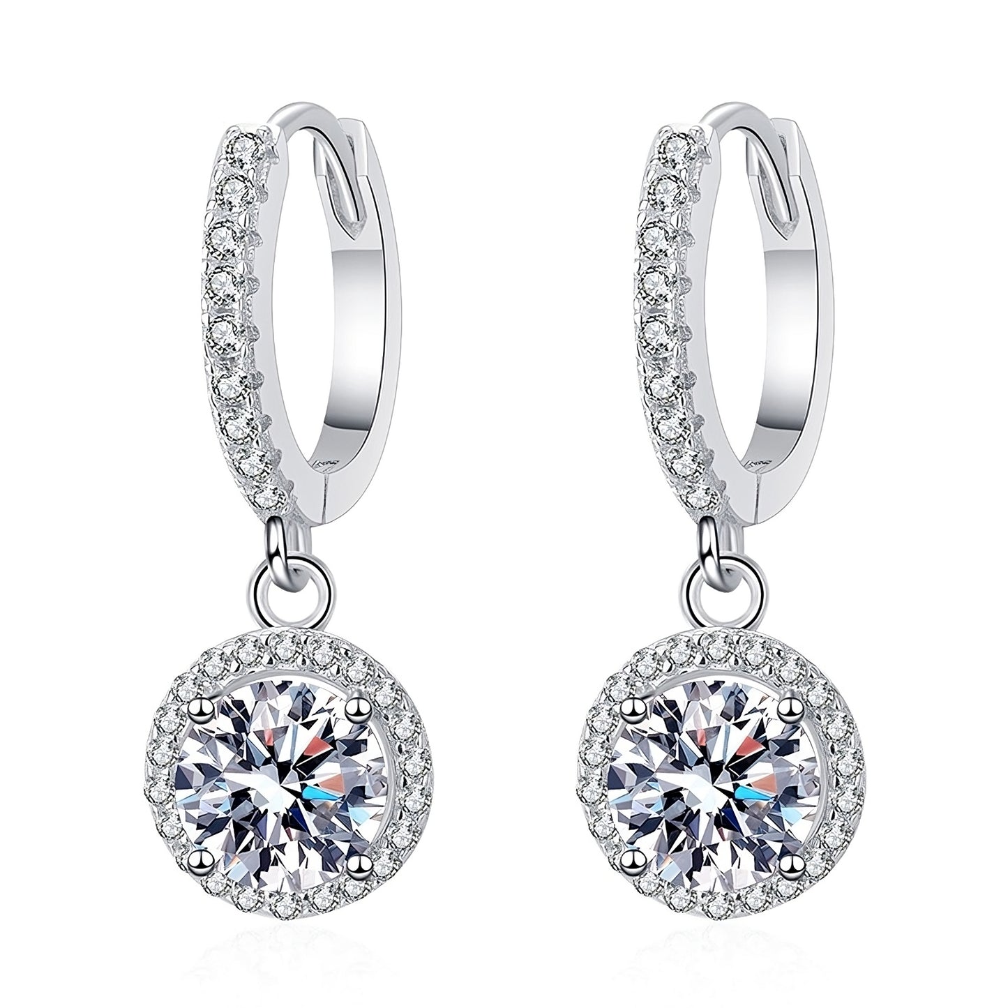 Marianne Diamond Halo Earrings in Moissanite