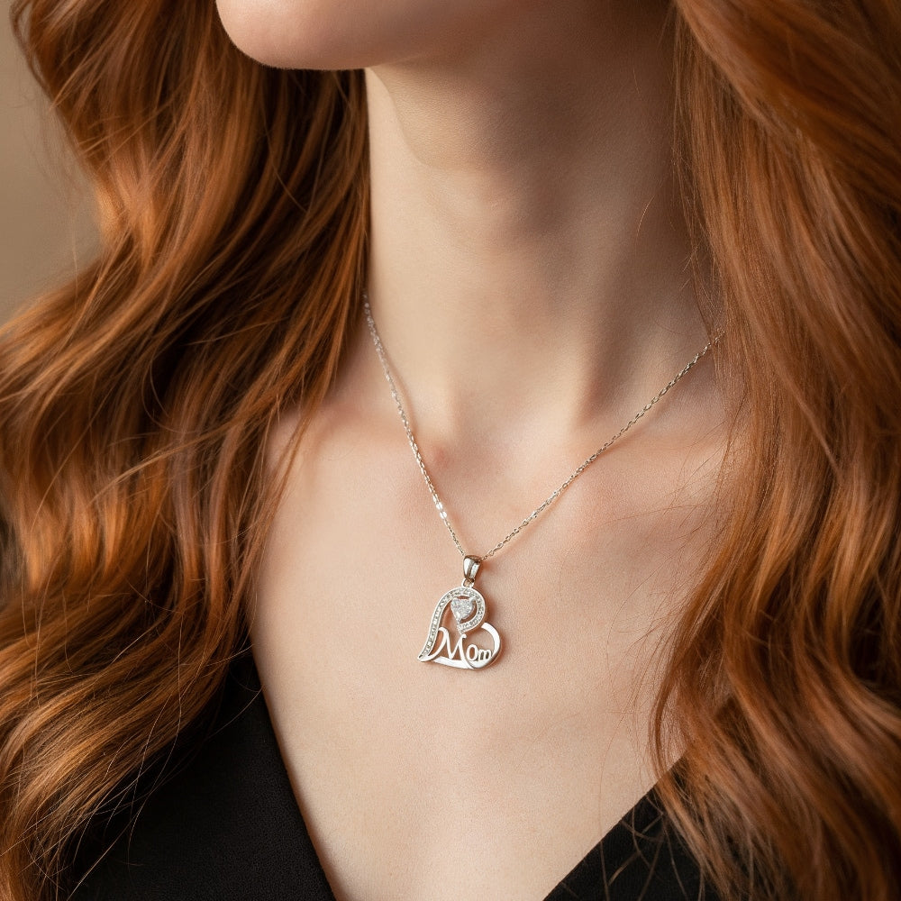 Loving Mom Diamond Necklace in Silver