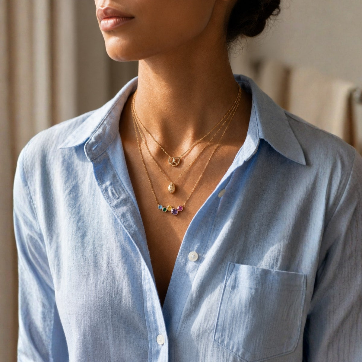 Arissa Rainbow Necklace in Rose Gold