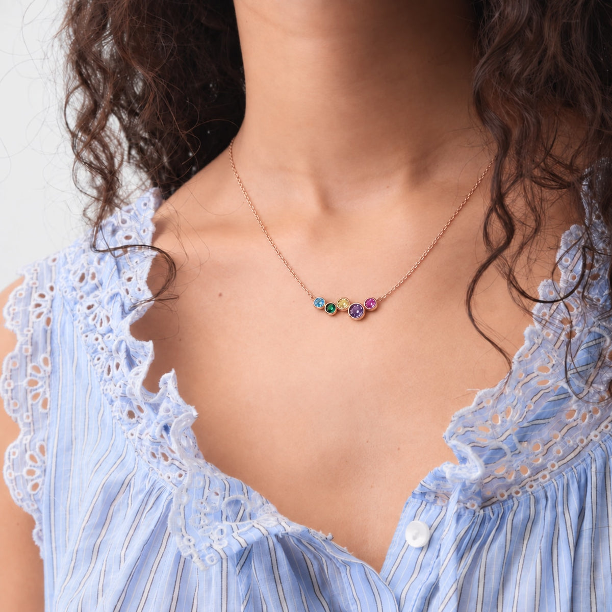 Arissa Rainbow Necklace in Rose Gold