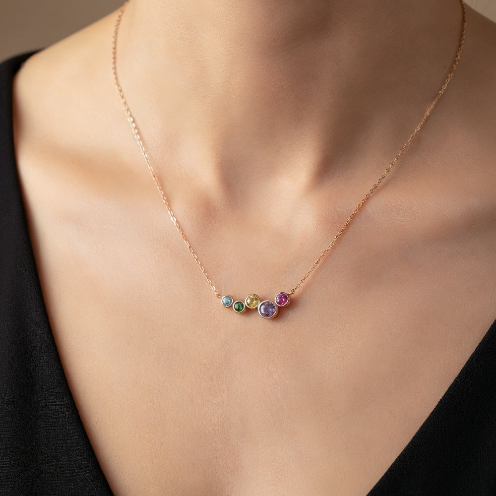 Arissa Rainbow Necklace in Rose Gold