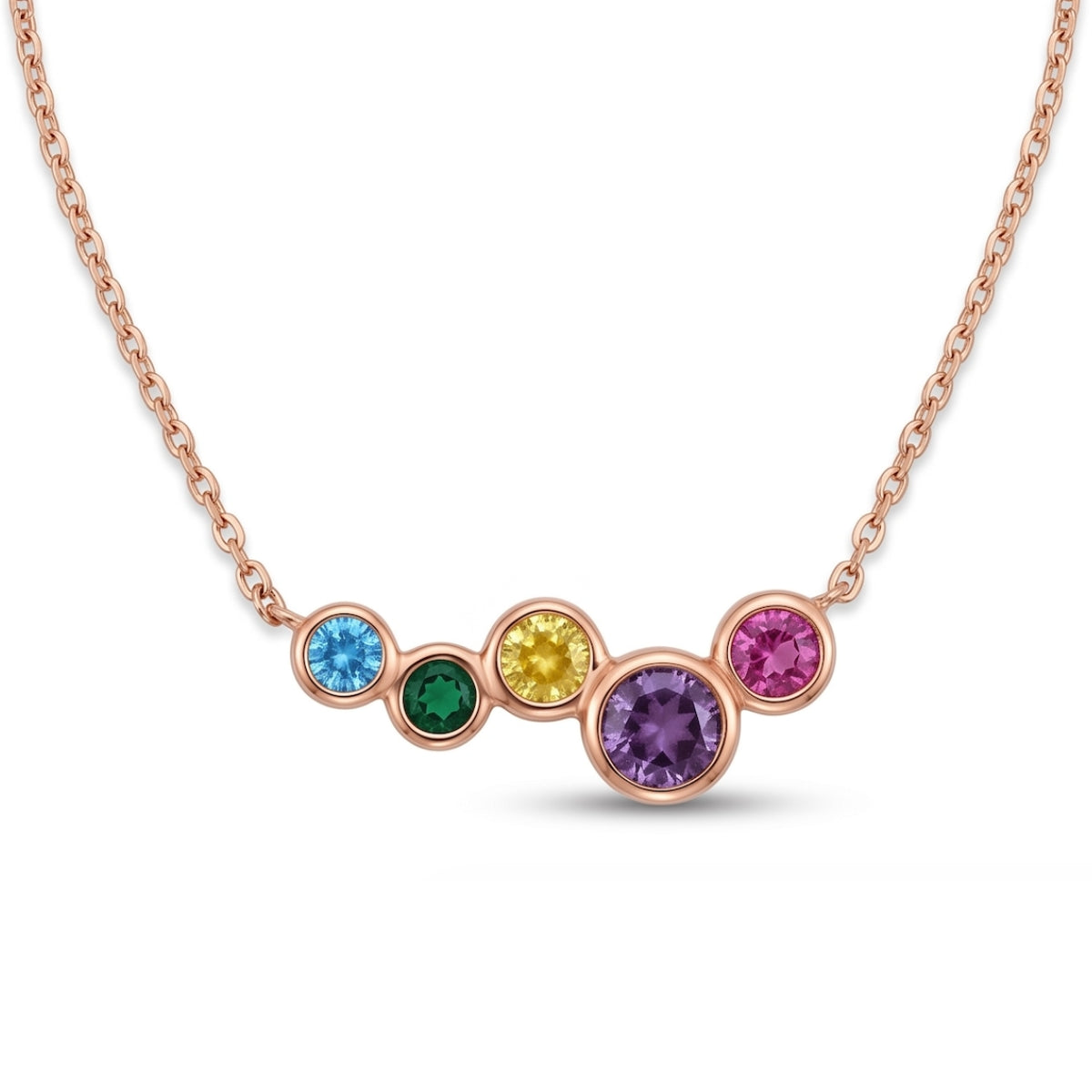 Arissa Rainbow Necklace in Rose Gold
