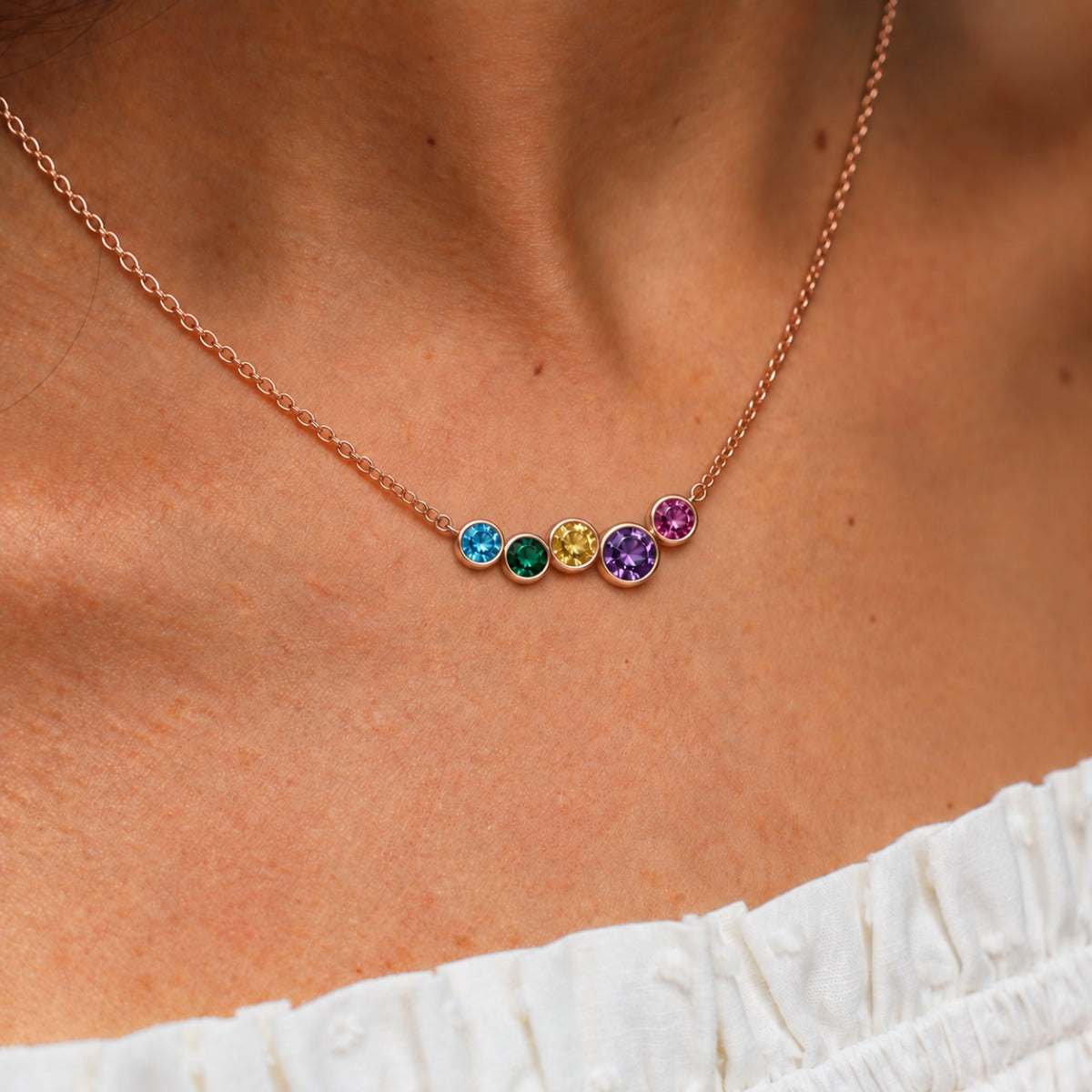 Arissa Rainbow Necklace in Rose Gold