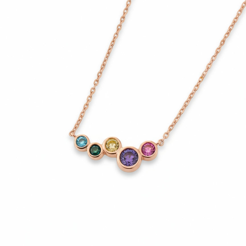 Arissa Rainbow Necklace in Rose Gold
