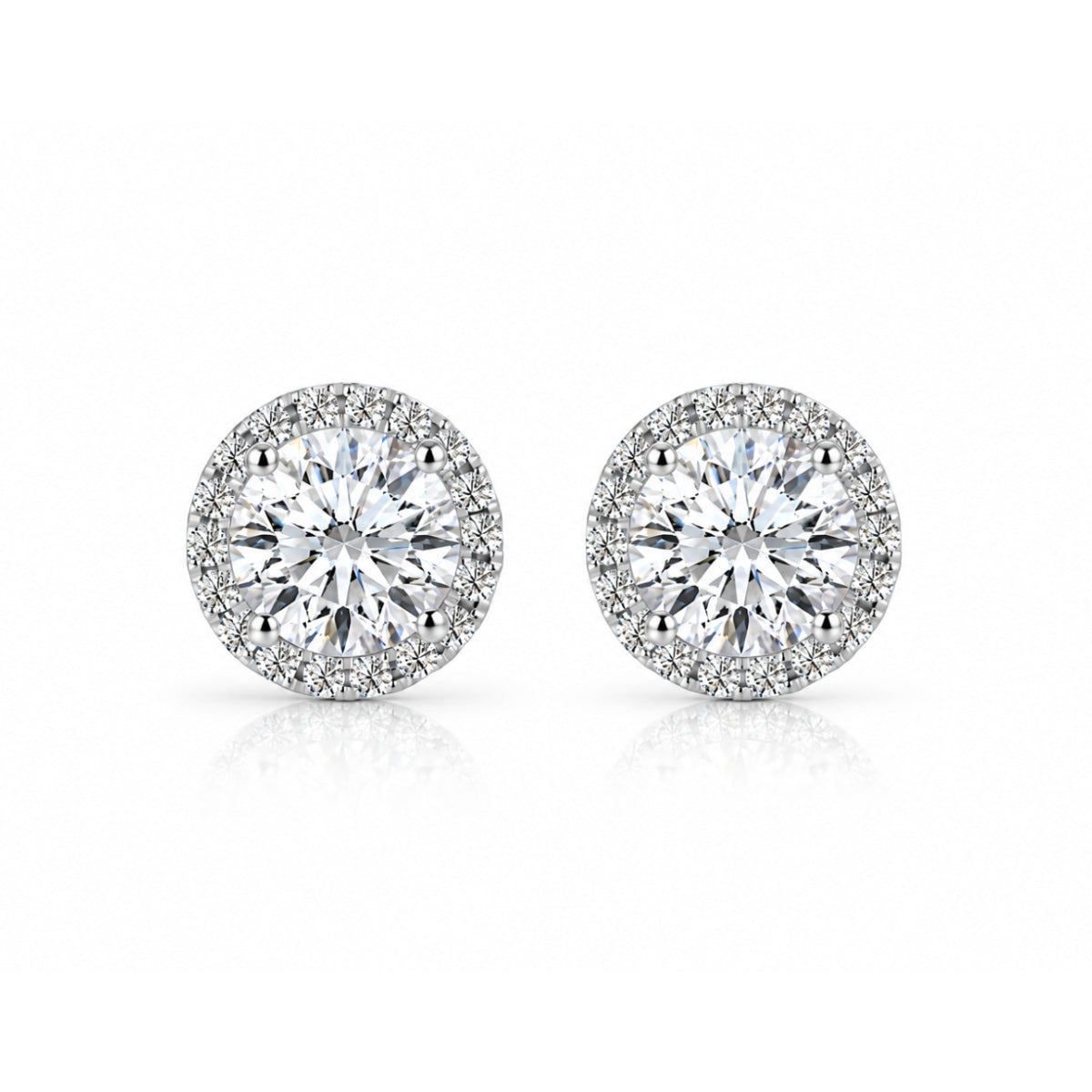 Roya 2ctw Lab Created Moissanite Halo Stud Earrings
