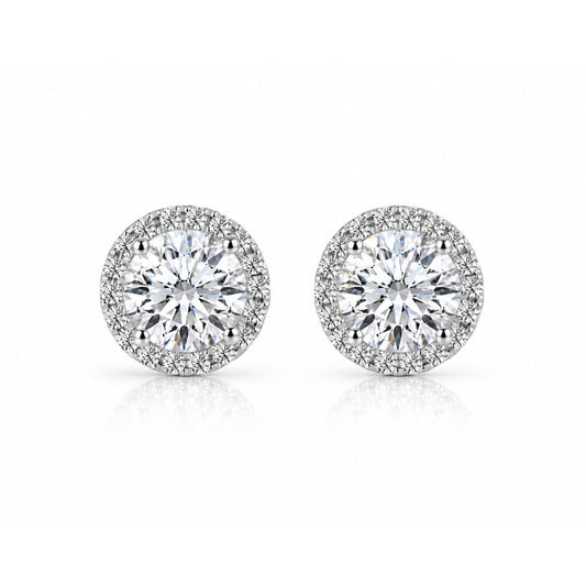 Roya 2ctw Lab Created Moissanite Halo Stud Earrings