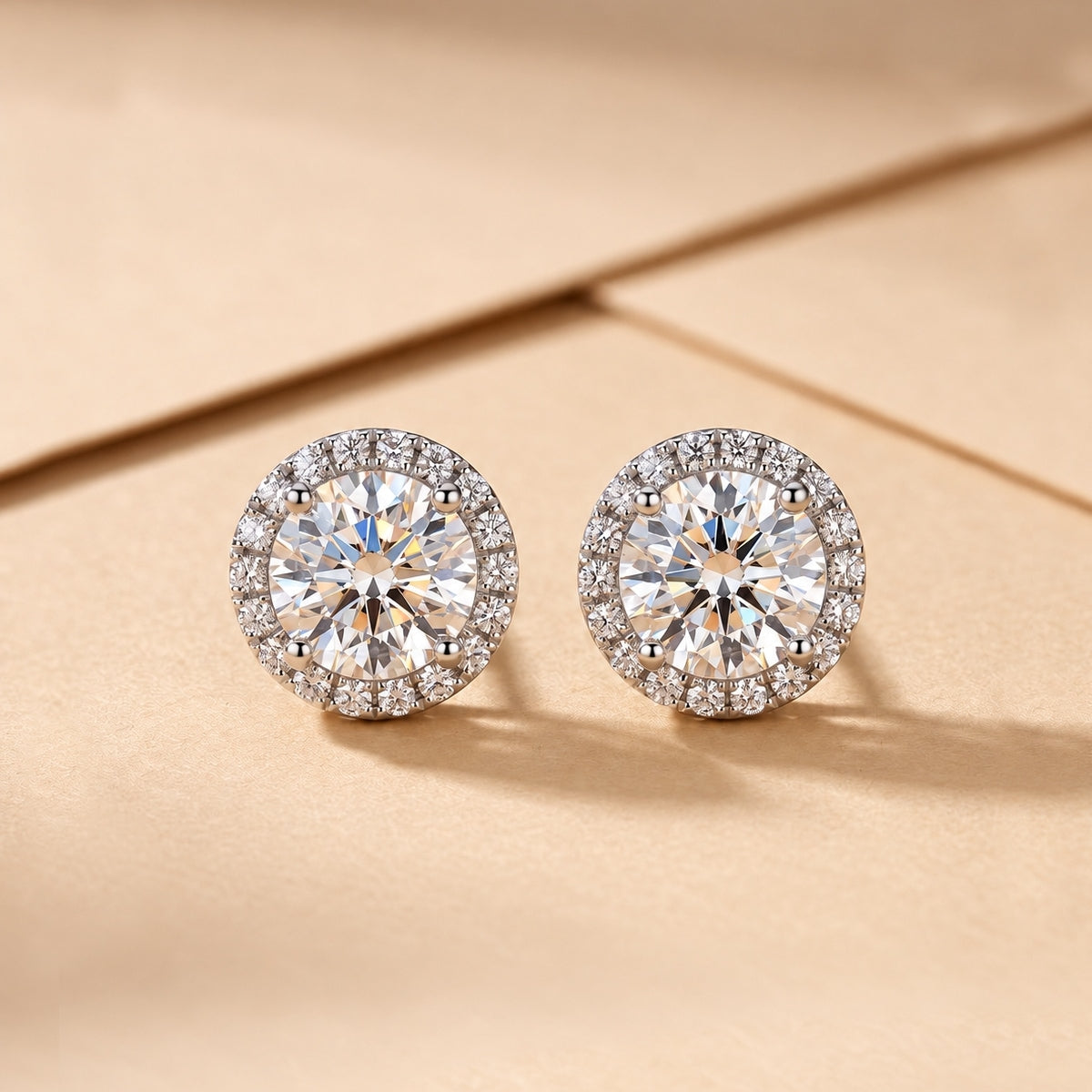 Roya 2ctw Lab Created Moissanite Halo Stud Earrings