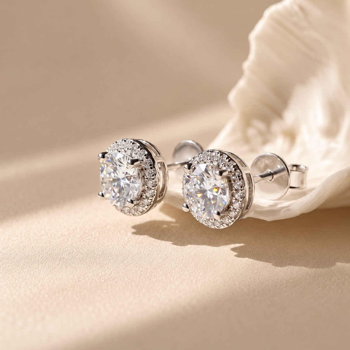 Roya 2ctw Lab Created Moissanite Halo Stud Earrings