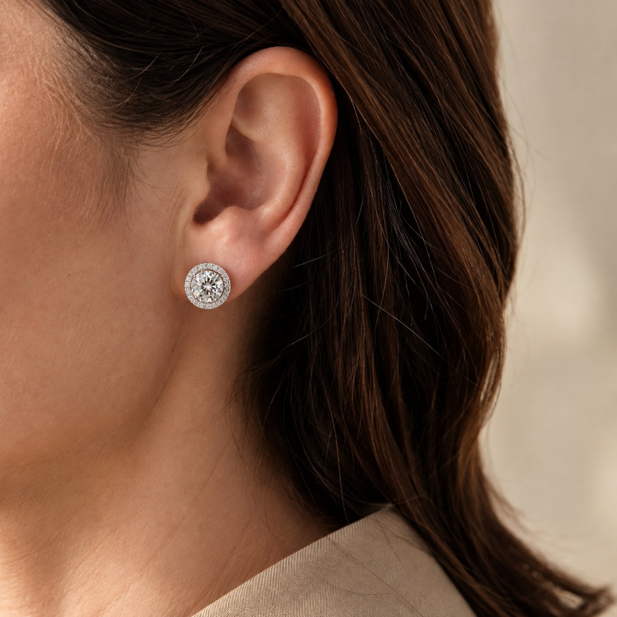 Roya 2ctw Lab Created Moissanite Halo Stud Earrings