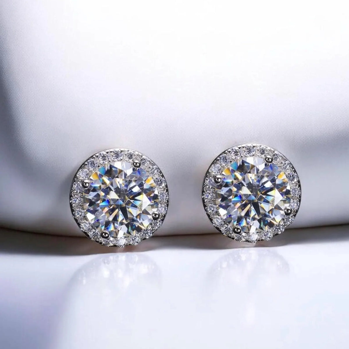Roya 2ctw Lab Created Moissanite Halo Stud Earrings