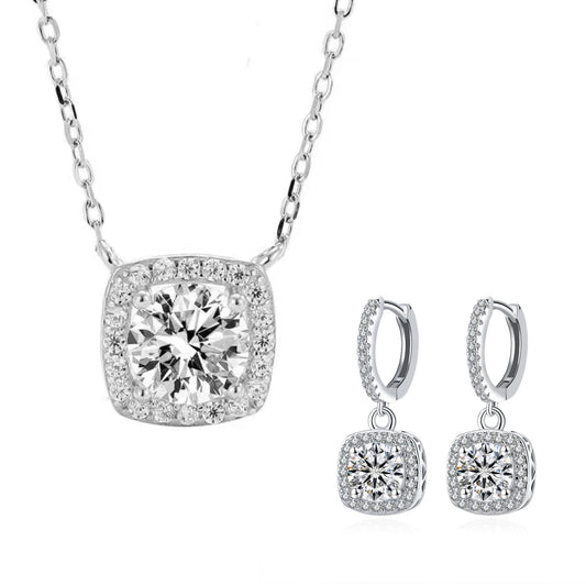 Lea 2ct Lab Grown Moissanite Necklace and 1ct Earrings Set