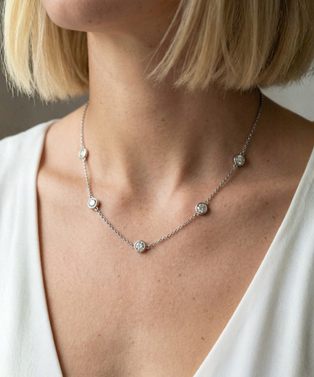 2.5ct Lab Grown Moissanite Station Necklace