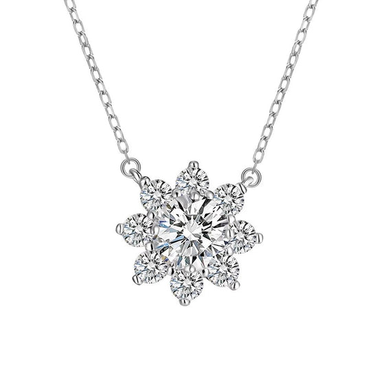 Sunflower Diamond Pendant Necklace in Moissanite
