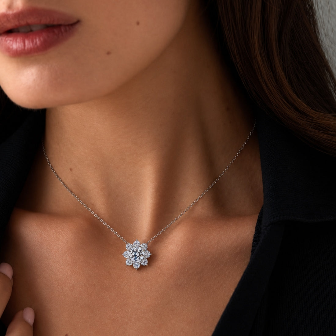Sunflower Lab Grown Moissanite Necklace