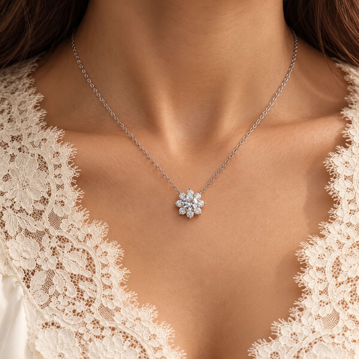 Sunflower Lab Grown Moissanite Necklace