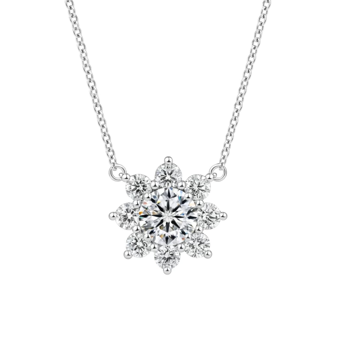 Sunflower Diamond Pendant Necklace in Moissanite