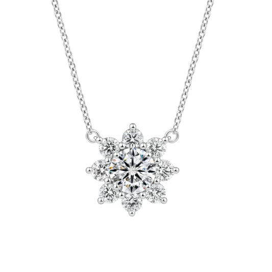 Sunflower Diamond Pendant Necklace in Moissanite