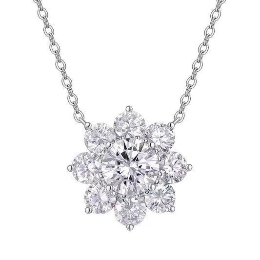 Sunflower Diamond Pendant Necklace in Moissanite