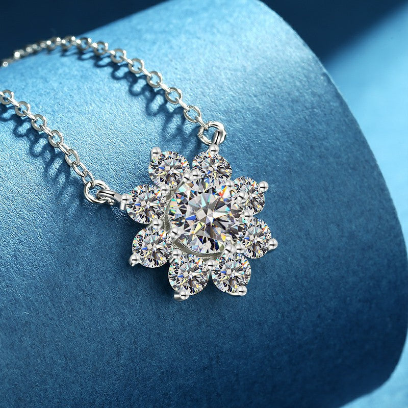 Sunflower Diamond Pendant Necklace in Moissanite