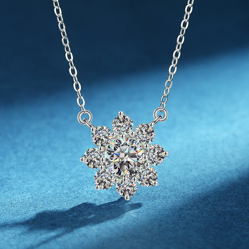 Sunflower Diamond Pendant Necklace in Moissanite