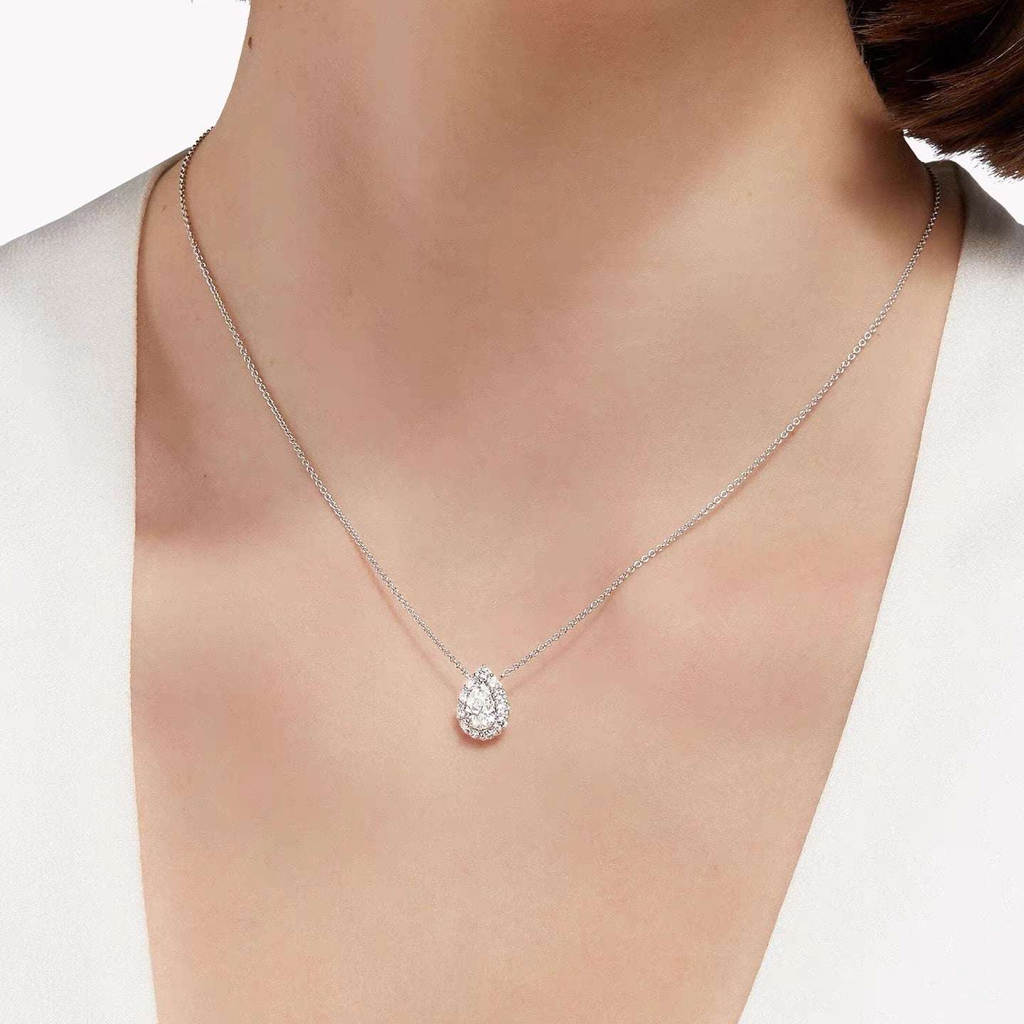 Eliane Diamond Necklace in Moissanite Pear Cut