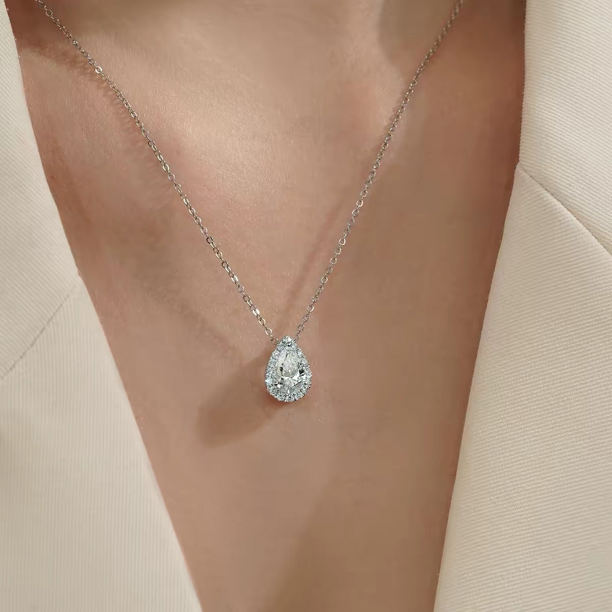 Eliane Lab Grown Moissanite Necklace Pear Cut