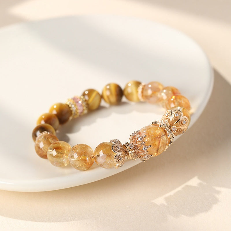 Citrine Crystal and Tiger's Eye Bracelet