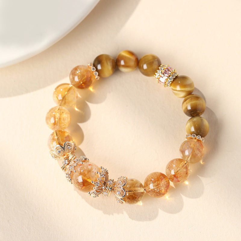 Citrine Crystal and Tiger's Eye Bracelet