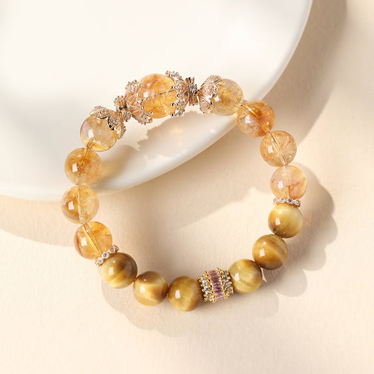 Citrine Crystal and Tiger's Eye Bracelet