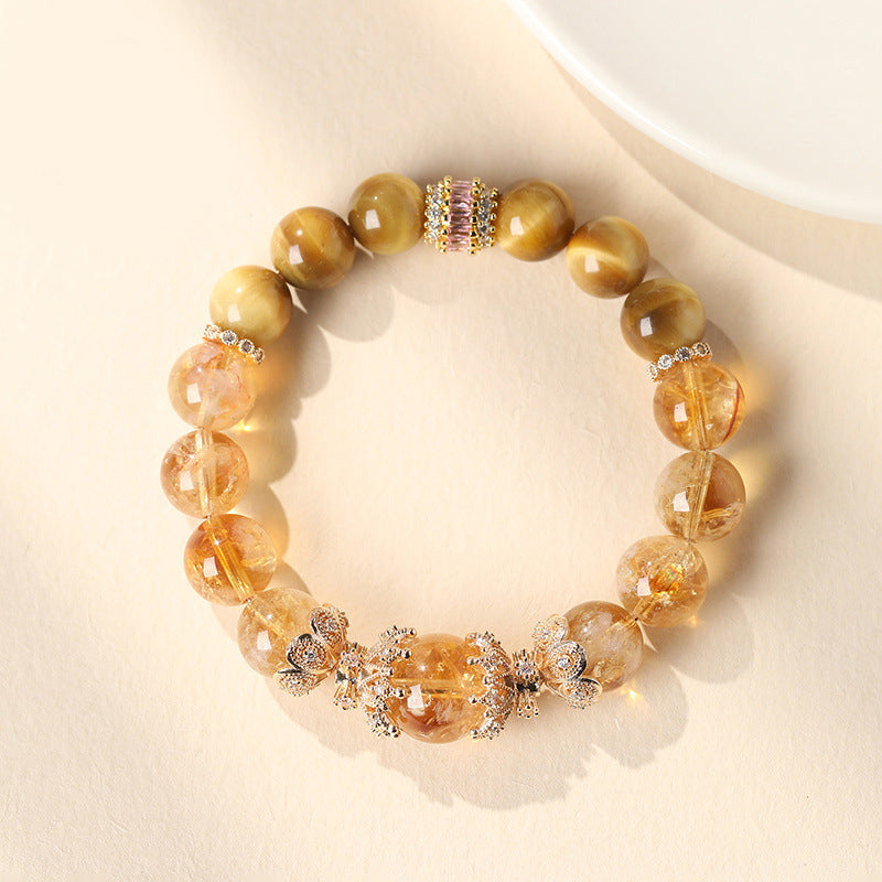 Citrine Crystal and Tiger's Eye Bracelet